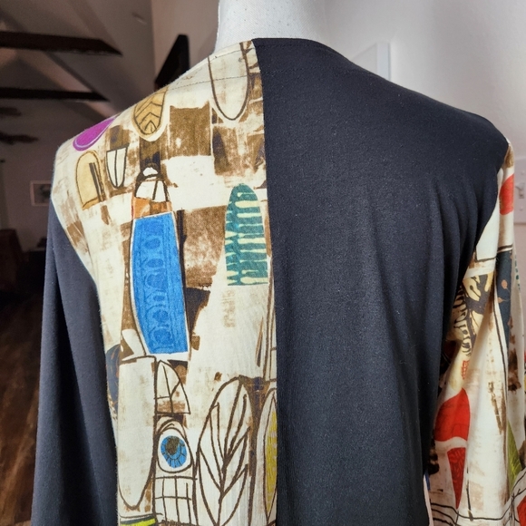 PARSLEY & SAGE BOHO VIBE MIXED PRINT AND SOLID LONG V-NECK 3/4 SLEEVE TOP SIZE S - Picture 8 of 11